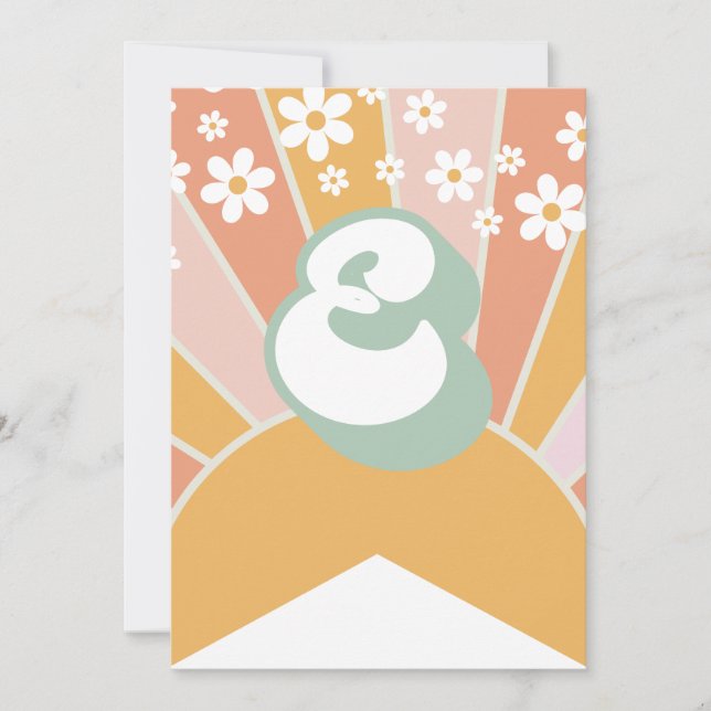 Retro Sunshine daisy boho floral Banner E Invitation (Front)