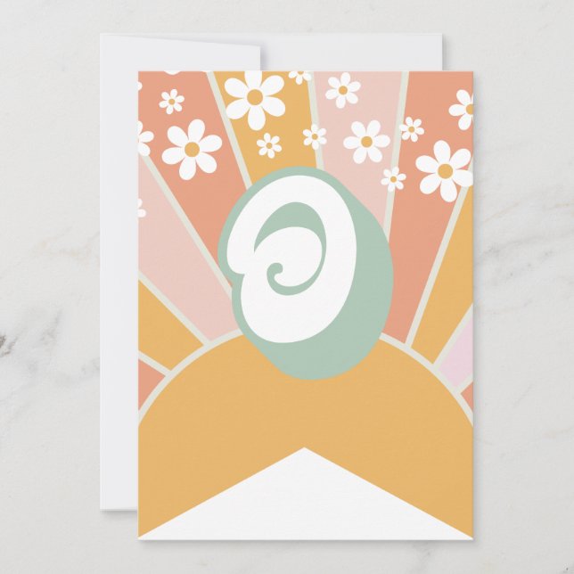 Retro Sunshine daisy boho floral Banner O Invitation (Front)