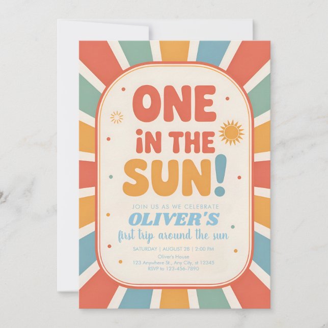 Retro Sunshine First Birthday Invitation (Front)