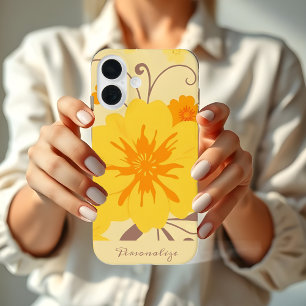 Retro Sunshine Floral Pattern-Yellow Flowers iPhone 16 Case
