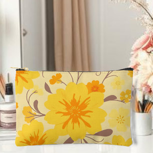 Retro Sunshine Floral-Yellow Flowers Accessory Pouch