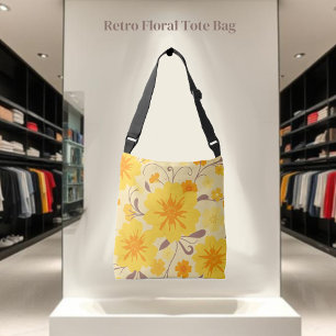 Retro Sunshine Floral-Yellow Flowers Crossbody Bag