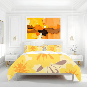 Retro Sunshine Florals-Yellow Flowers Pillowcase