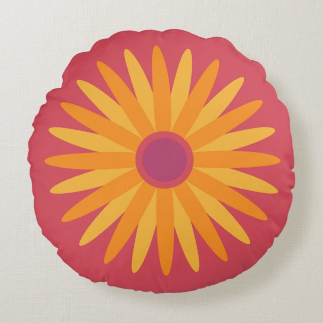 Retro Sunshine Flower Pillow (Front)