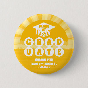 Retro Sunshine Graduation 6 Cm Round Badge
