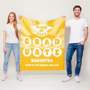 Retro Sunshine Graduation Fleece Blanket