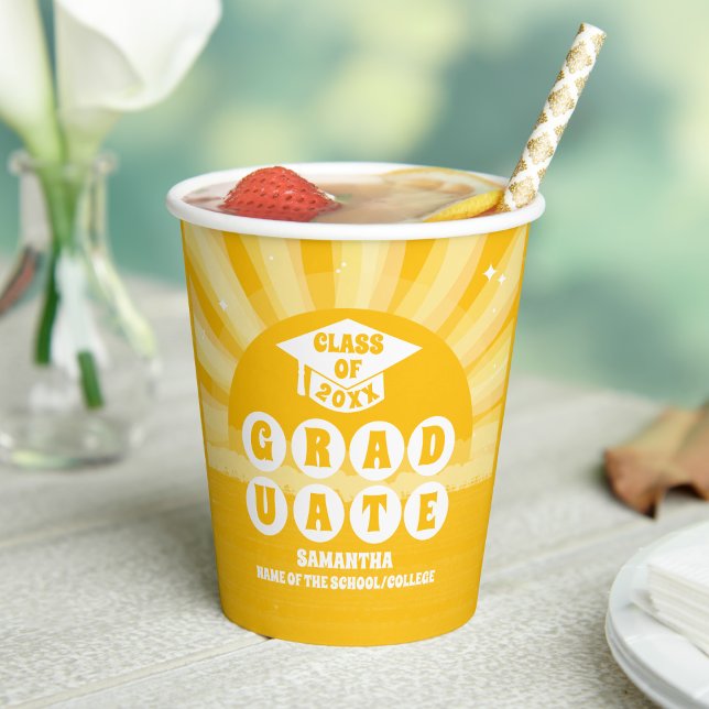 Retro Sunshine Graduation Party Paper Cups (Creator Uploaded)