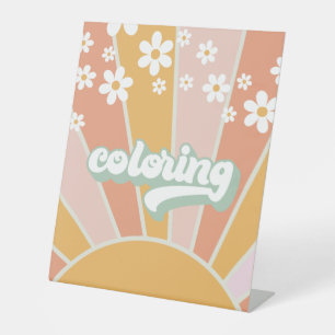 Retro Sunshine Groovy Colouring activity Pedestal  Pedestal Sign