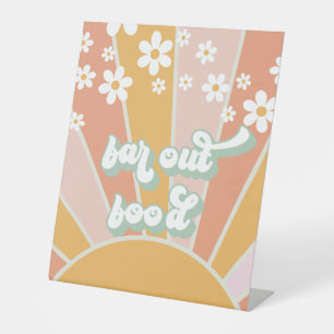 Retro Sunshine Groovy Far Out Food Pedestal Sign