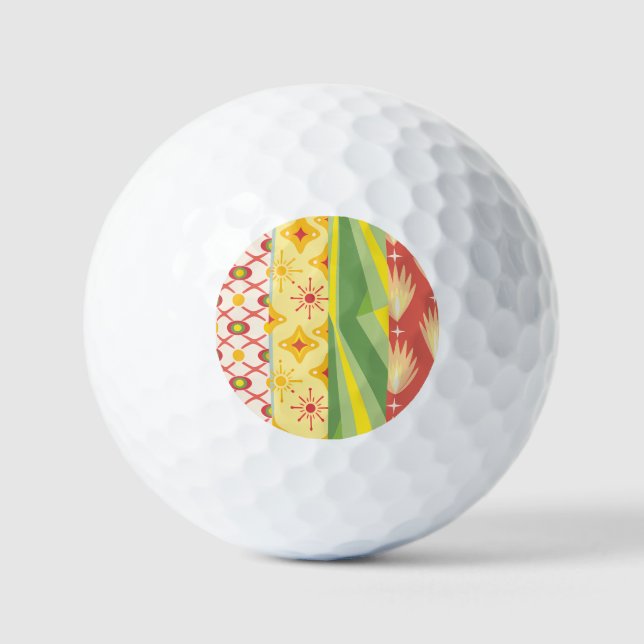Retro Sunshine Patterns – Bold Colorful  Golf Balls (Front)