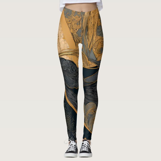 Retro Sunshine Patterns – Bold Colorful  Leggings (Front)