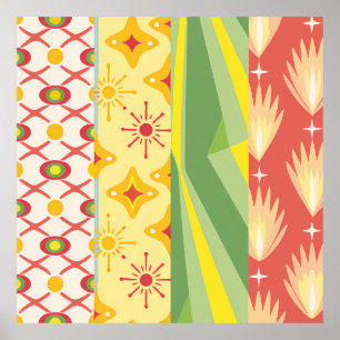Retro Sunshine Patterns – Bold Colorful  Poster