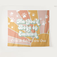 Retro Sunshine Paw Print Dog Birthday