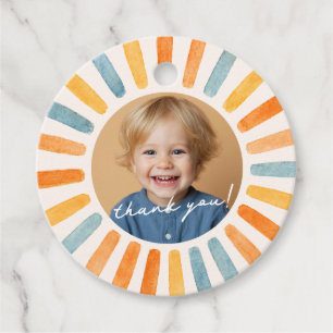 Retro Sunshine Photo Birthday Favour Tags