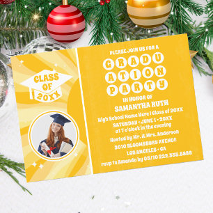 Retro Sunshine Photo Graduation Party Invitation