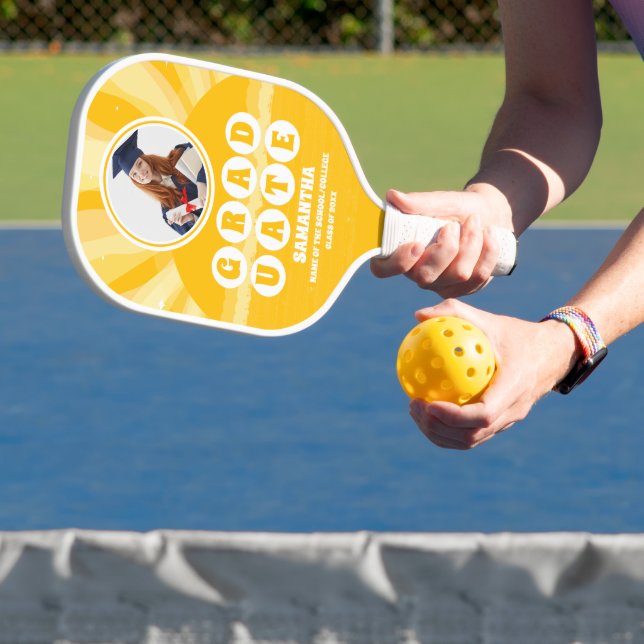Retro Sunshine Photo Graduation Pickleball Paddle (Insitu)