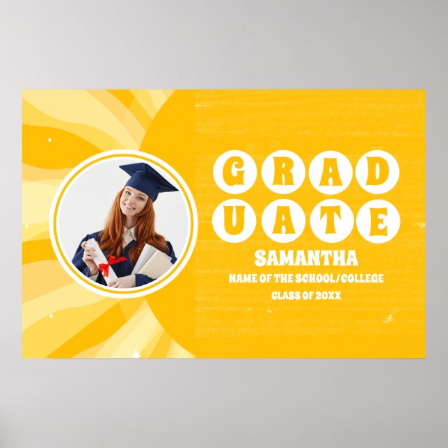 Retro Sunshine Photo Graduation Poster (Front)