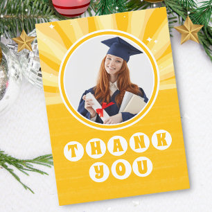 Retro Sunshine Photo Graduation Thank You Card