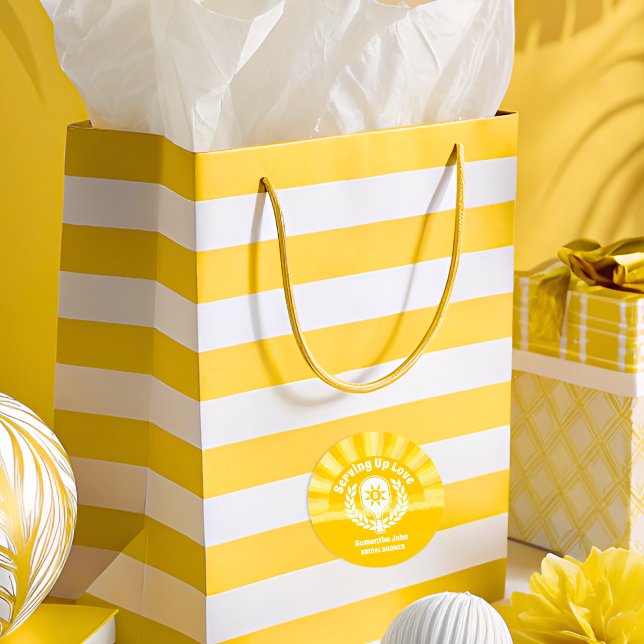 Retro Sunshine Pickleball Bridal Shower Classic Round Sticker (Stickers/Labels)