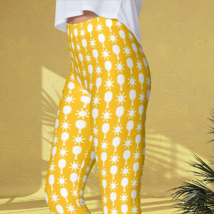 Retro Sunshine Pickleball Bridal Shower Leggings
