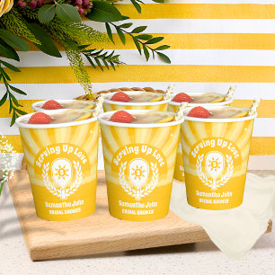 Retro Sunshine Pickleball Bridal Shower Paper Cups