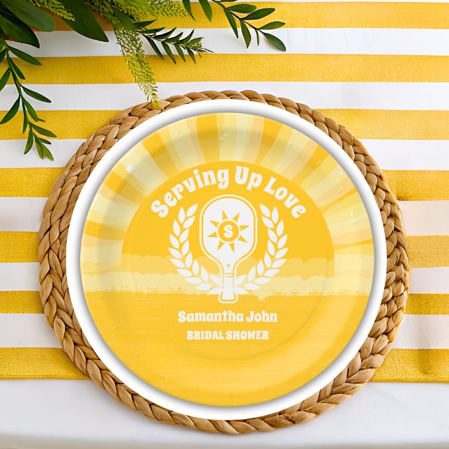 Retro Sunshine Pickleball Bridal Shower Paper Plate (Paper Plates)