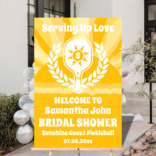 Retro Sunshine Pickleball Bridal Shower Welcome Acrylic Sign