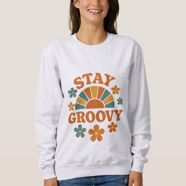 Retro Sunshine Stay Groovy Graphic Sweatshirt (Front)