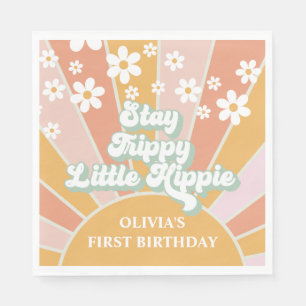 Retro Sunshine Stay Trippy Little Hippie floral Napkin