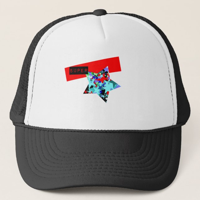 Retro Superstar In Day-Glo Trucker Hat (Front)