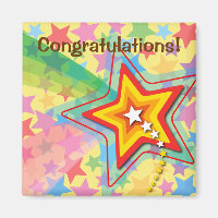 Retro Superstar Rainbow Colourful Fun Magnet