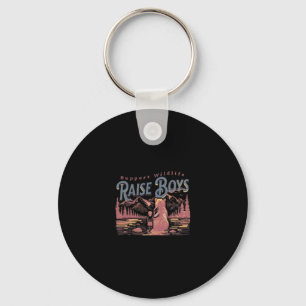 Retro support wildlife raise boys funny mama bear key ring