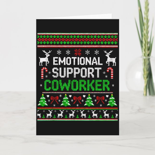 Retro Suprt Coworker Ugly Christmas Saying Quote  Card (Front)