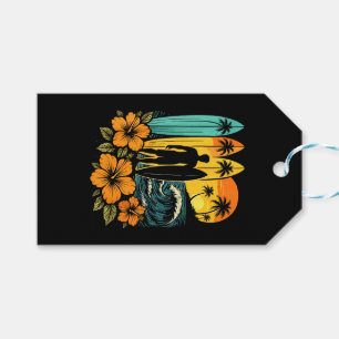 Retro Surf Beach Sunset Tropical Gift Tags