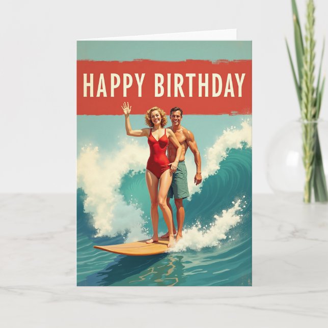 Retro Surf Birthday Card (Front)