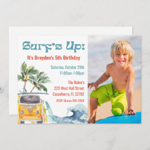 Retro Surf Birthday Party Invitations Photo 