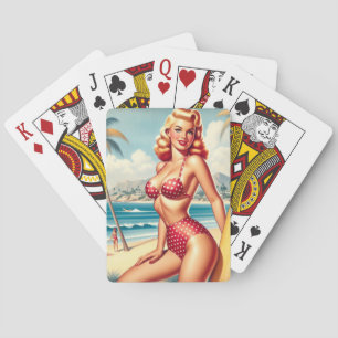 Retro Surf Pin Up Playing Cards