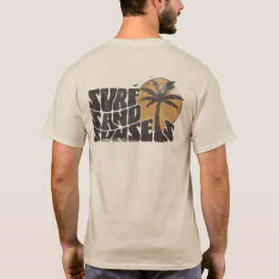 Retro Surf Sand Sunsets Beach Life Palm Tree T-Shirt