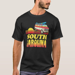 Retro Surf South Carolina Sunset and Van Eighties  T-Shirt