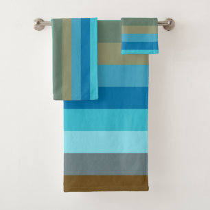 Retro Surf Stripe 1970s Beach Rainbow Bath Towel Set