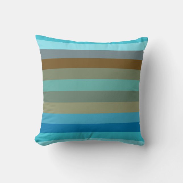 Retro Surf Stripe 1970s Beach Rainbow   Cushion (Front)