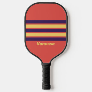 Retro Surf Sunset Across Striping with Name Pickleball Paddle