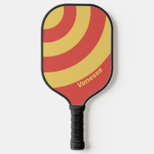 Retro Surf Sunset Three Circle Stripe with Name Pickleball Paddle