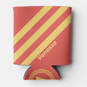 Retro Surf Sunset Three Stripes with Name Can Cooler