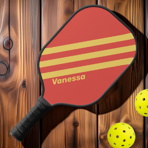 Retro Surf Sunset Three Stripes with Name Pickleball Paddle