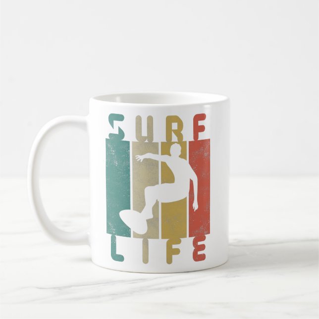 retro surf surfer gift coffee mug (Left)