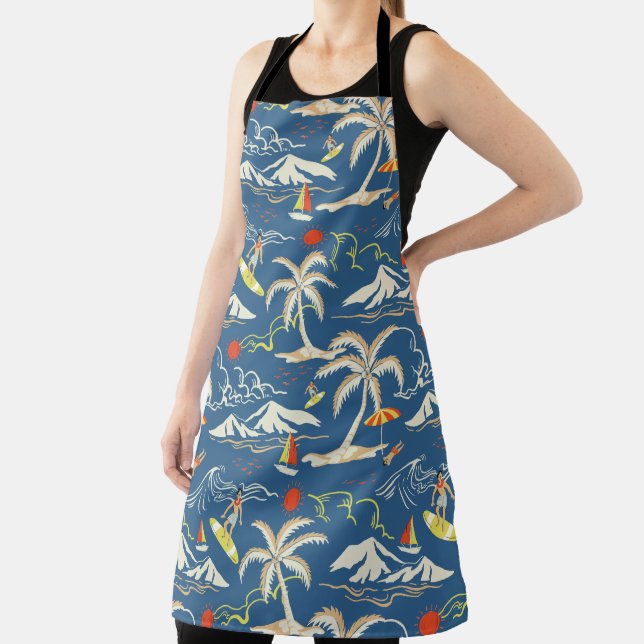 Retro Surf Tropical Pattern Apron (Insitu)
