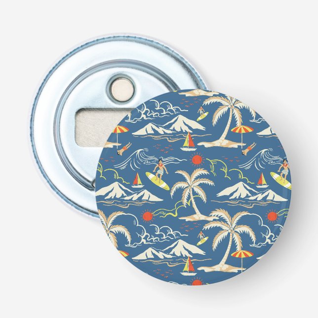 Retro Surf Tropical Pattern Bottle Opener (Front)