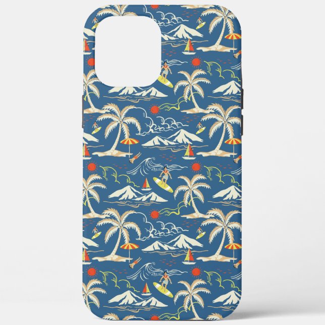 Retro Surf Tropical Pattern Case-Mate iPhone Case (Back)