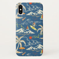 Retro Surf Tropical Pattern